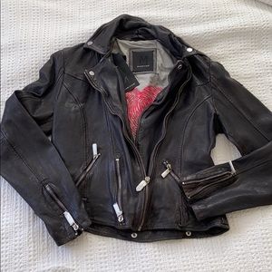 Mauritius Graphite Leather Moto Jacket NWT!